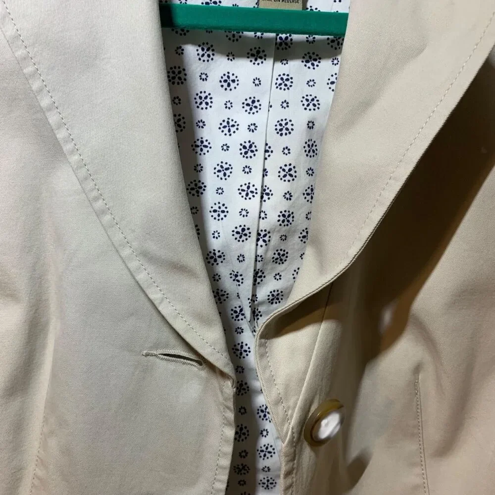 LL Bean Womens Twill Khaki 3 Button Preppy Outdoor Blazer Jacket 10P Office